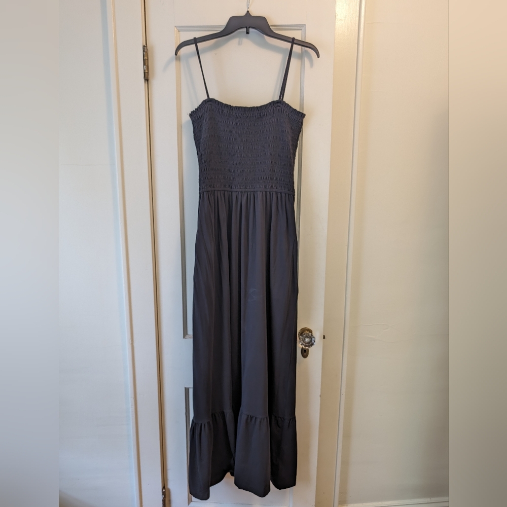 PACT new Women's Black Revive Smocked Maxi Dress XL